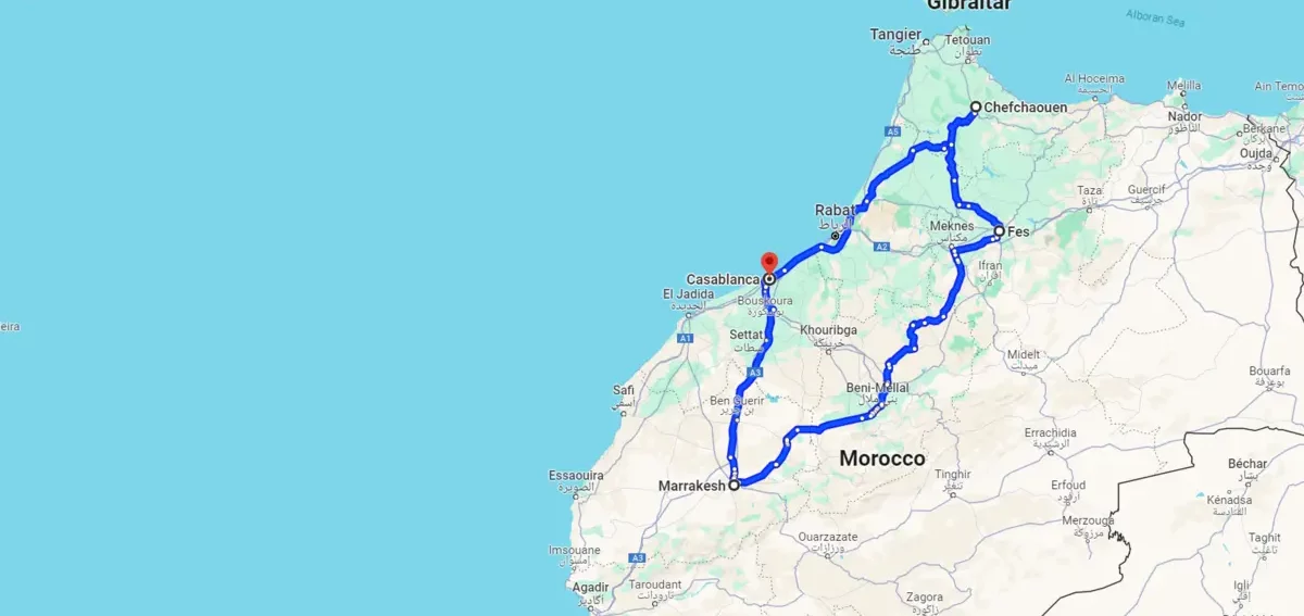 tour map one week in morocco itinerary