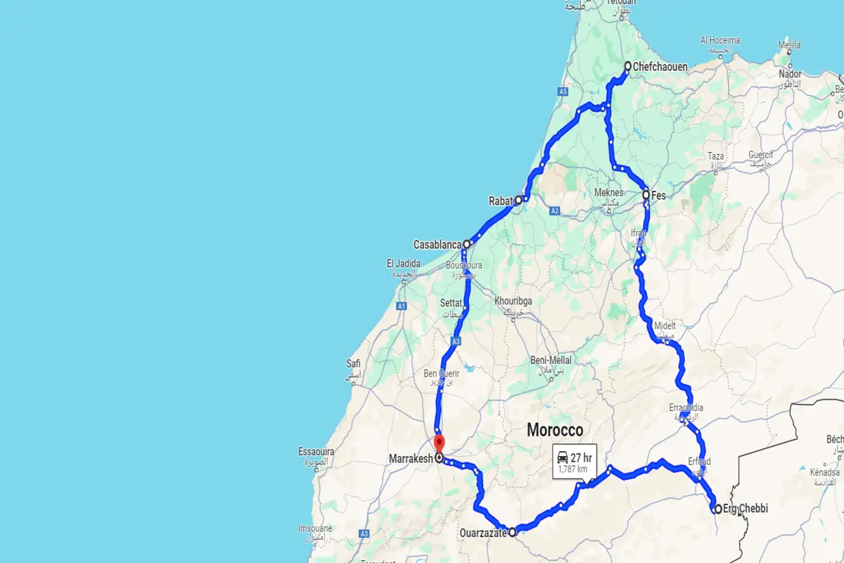 tour map morocco itinerary 7 days
